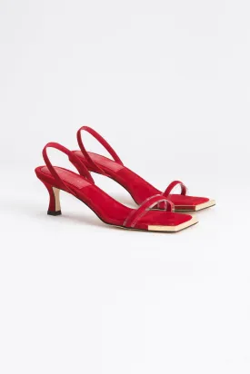 SQUARE TOE SLINGBACK | SUEDE RED001