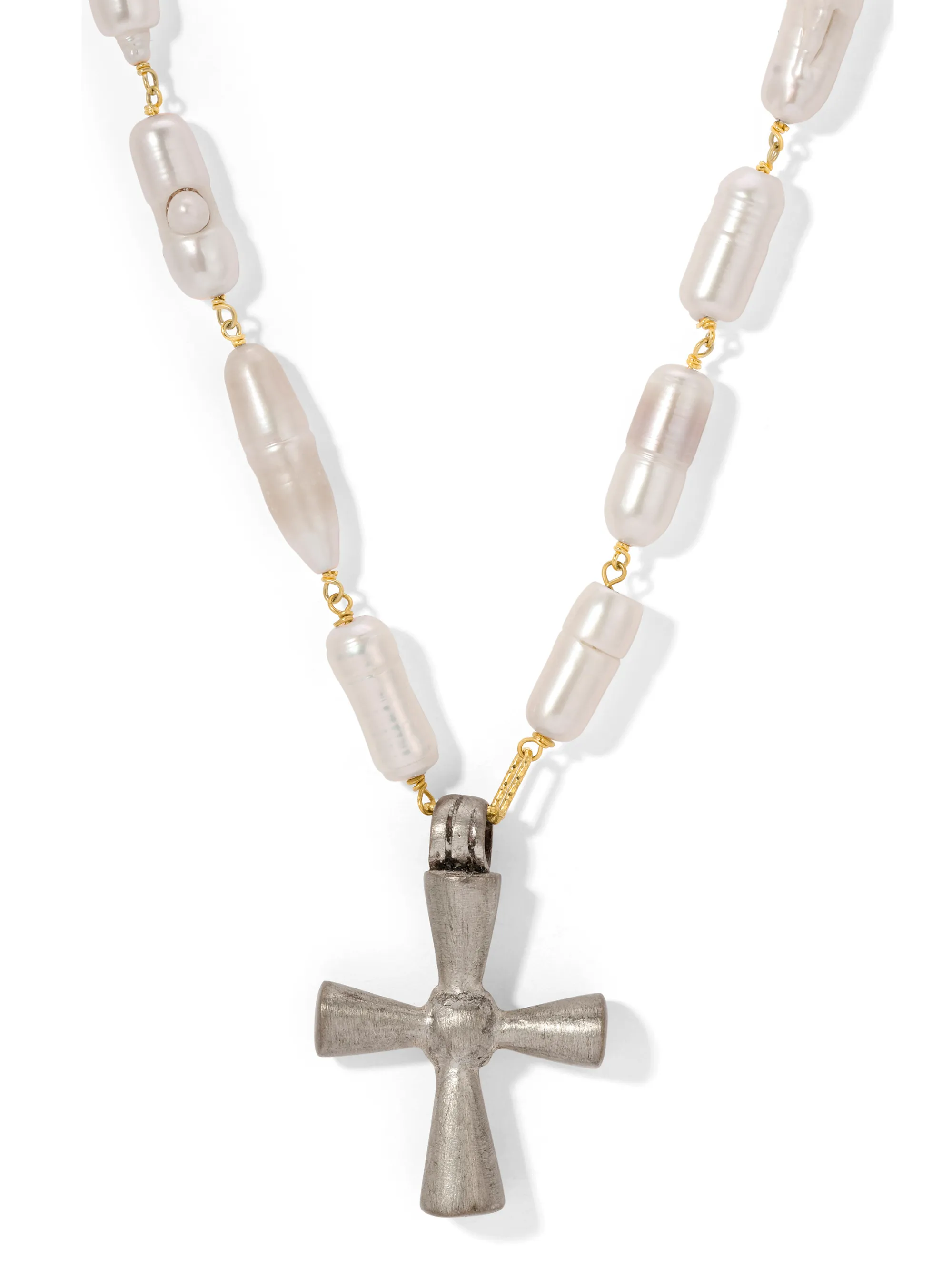 The Tallulah Pearl Cross Necklace