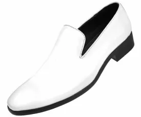 White Slip On Shiny Tuxedo Shoes