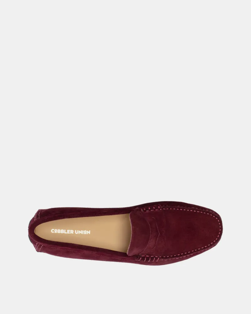 Wine Red Suede Driving Shoes